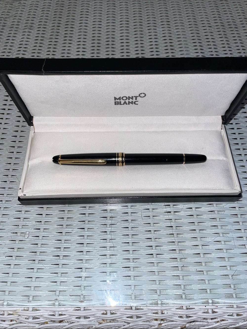 Montblanc Black with Gold Trim Fountain Pen in Presentation Box